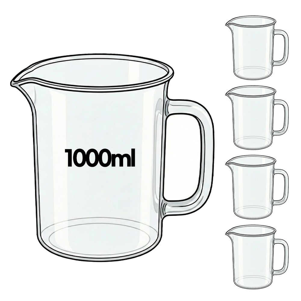 비커 1000ml 5개 눈금 비이커 계량컵 플라스틱 손잡이 11,500원