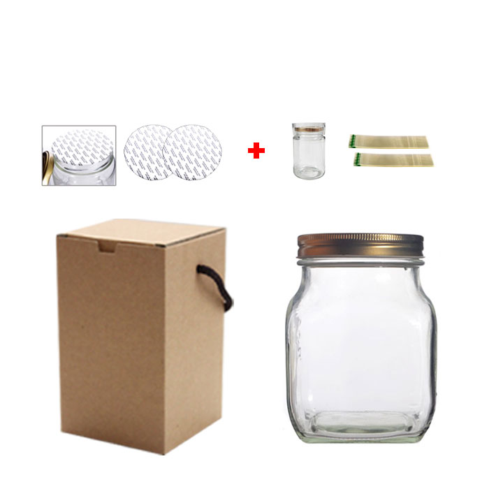 HHmll 국산 유리병 스크류사각형 1000ml 1개 + 선물상자 1개 + 실링지 1개 + 수축필름 1개 = 1SET 3,400원