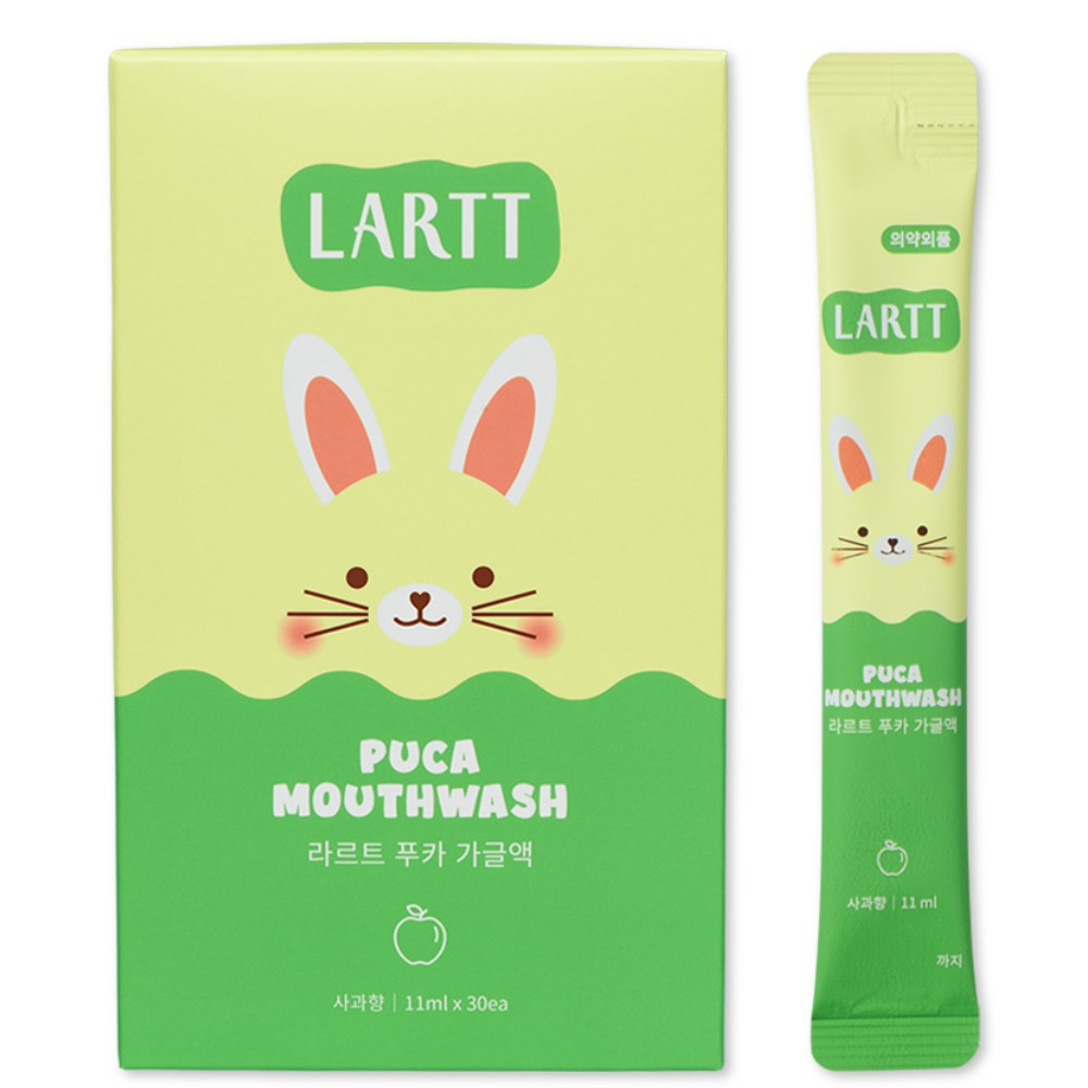 라르트 무알콜 충치예방 어린이가글 일회용 스틱 구강청결제 푸카 가글 사과향, 30개, 11ml 16,700원