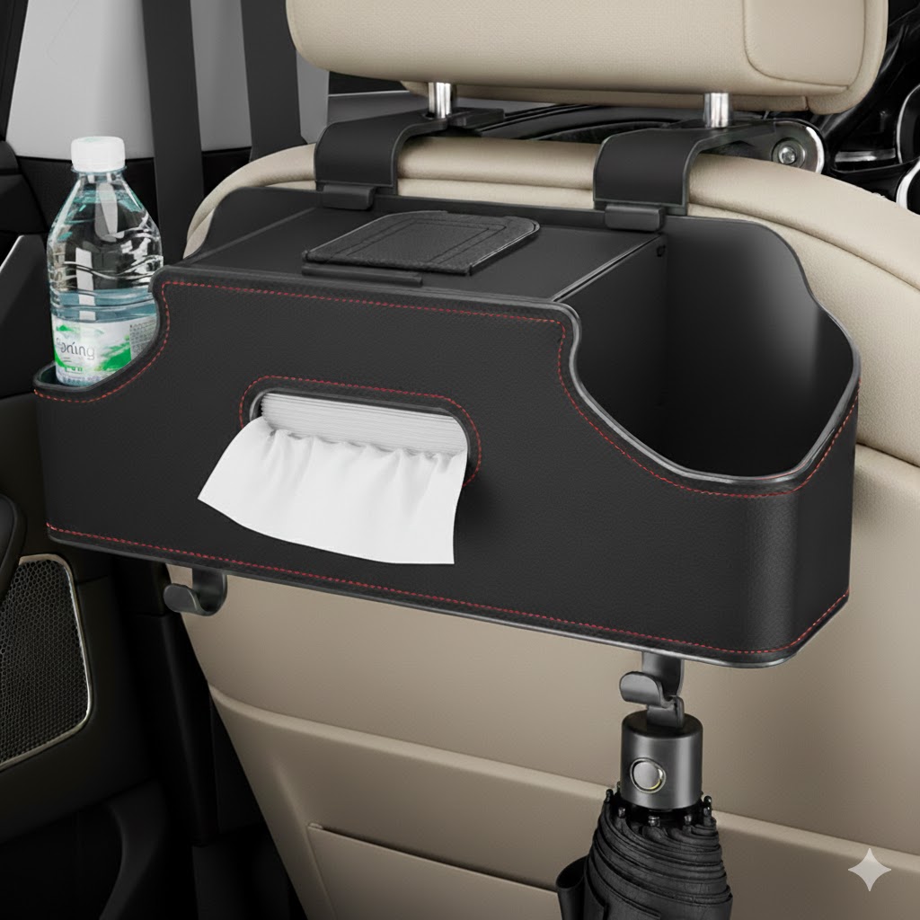 보화점 차량용 뒷좌석 다용도 수납함 컵홀더 티슈케이스, 블랙, 1개 14,800원