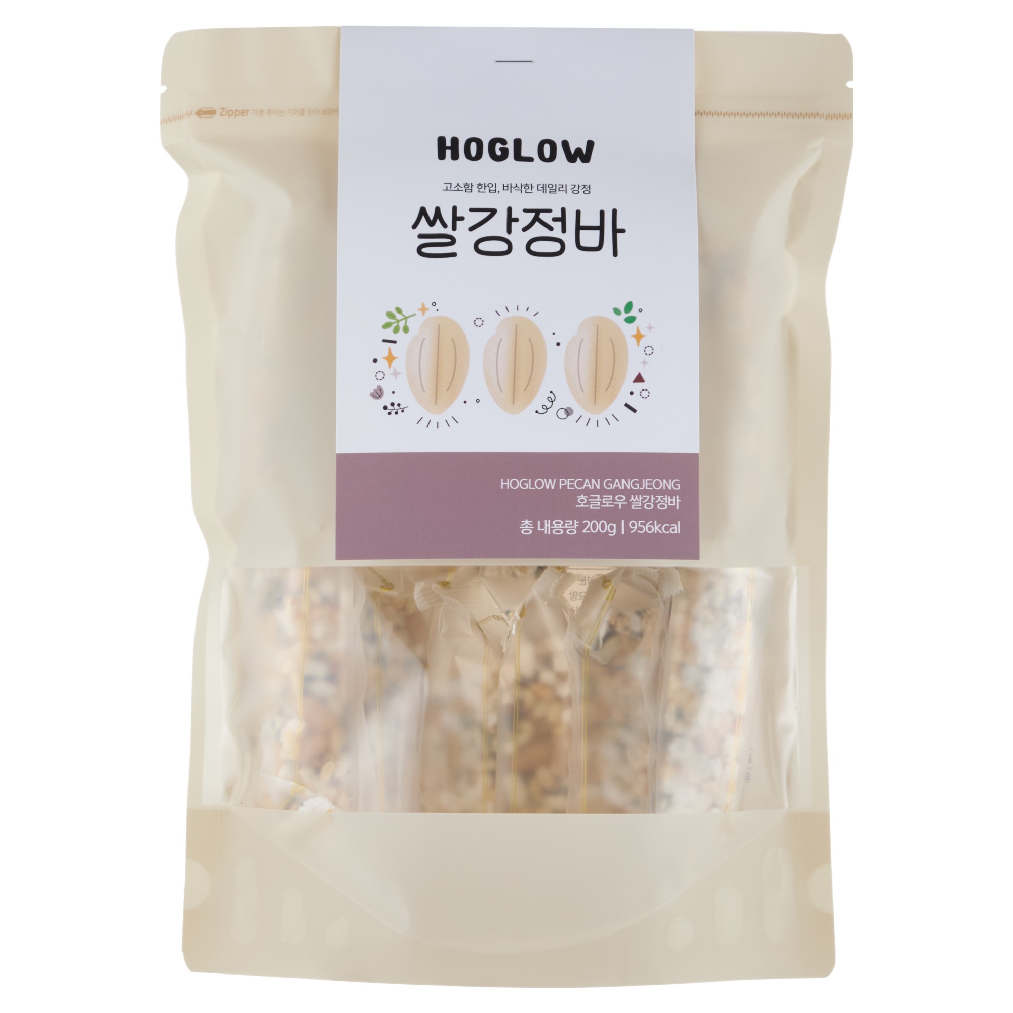 호글로우 쌀강정바 현미강정바 국내산 꼬시꼬시 수제간식 에너지바 설 추석 선물 답례품, 200g, 1개 10,900원