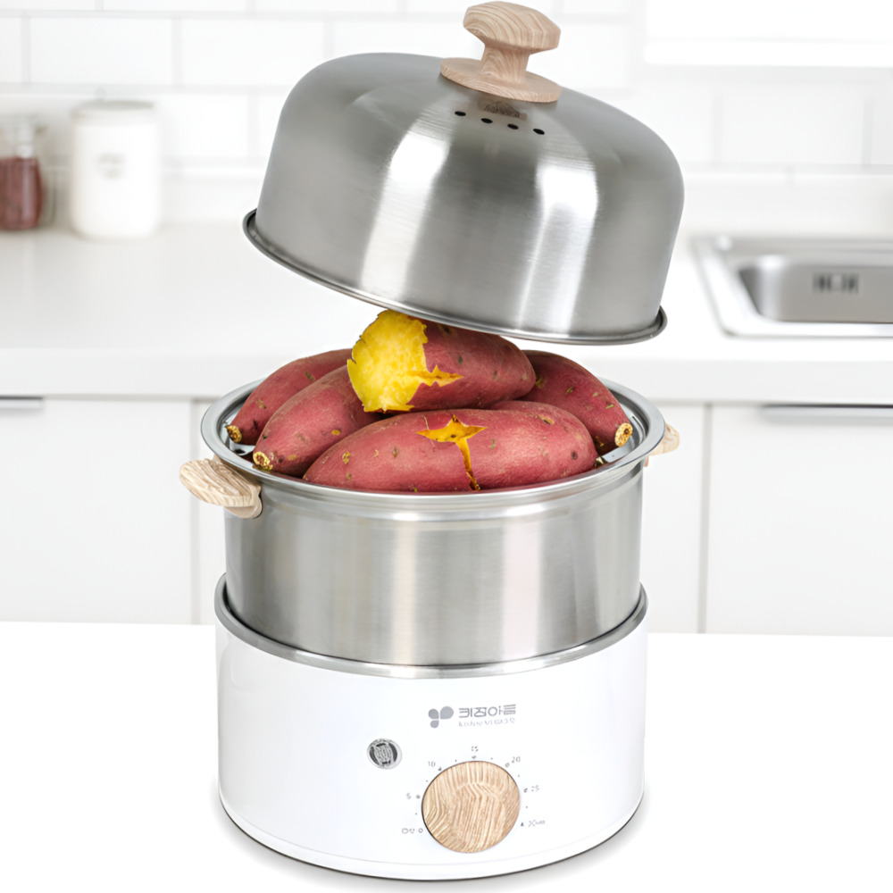 26년형 키친아트 찜기 계란 멀티 반숙 달걀 삶는기계 미니 고구마 멀티쿠커, 7014S2 (2단) 37,900원
