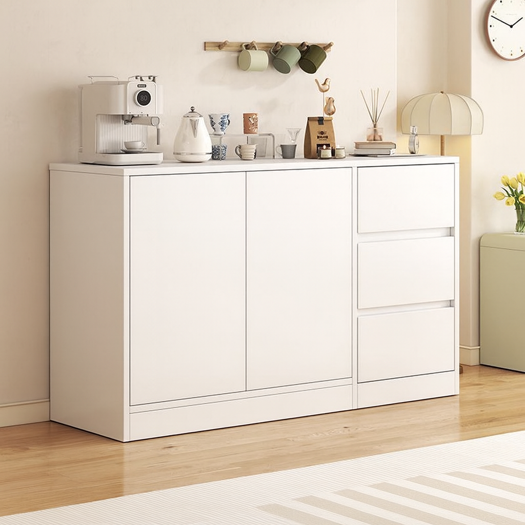 거실수납장 다용도 공간 주방 식탁 옆 홈카페 베란다 수납 선반장, 화이트(A) 196,000원