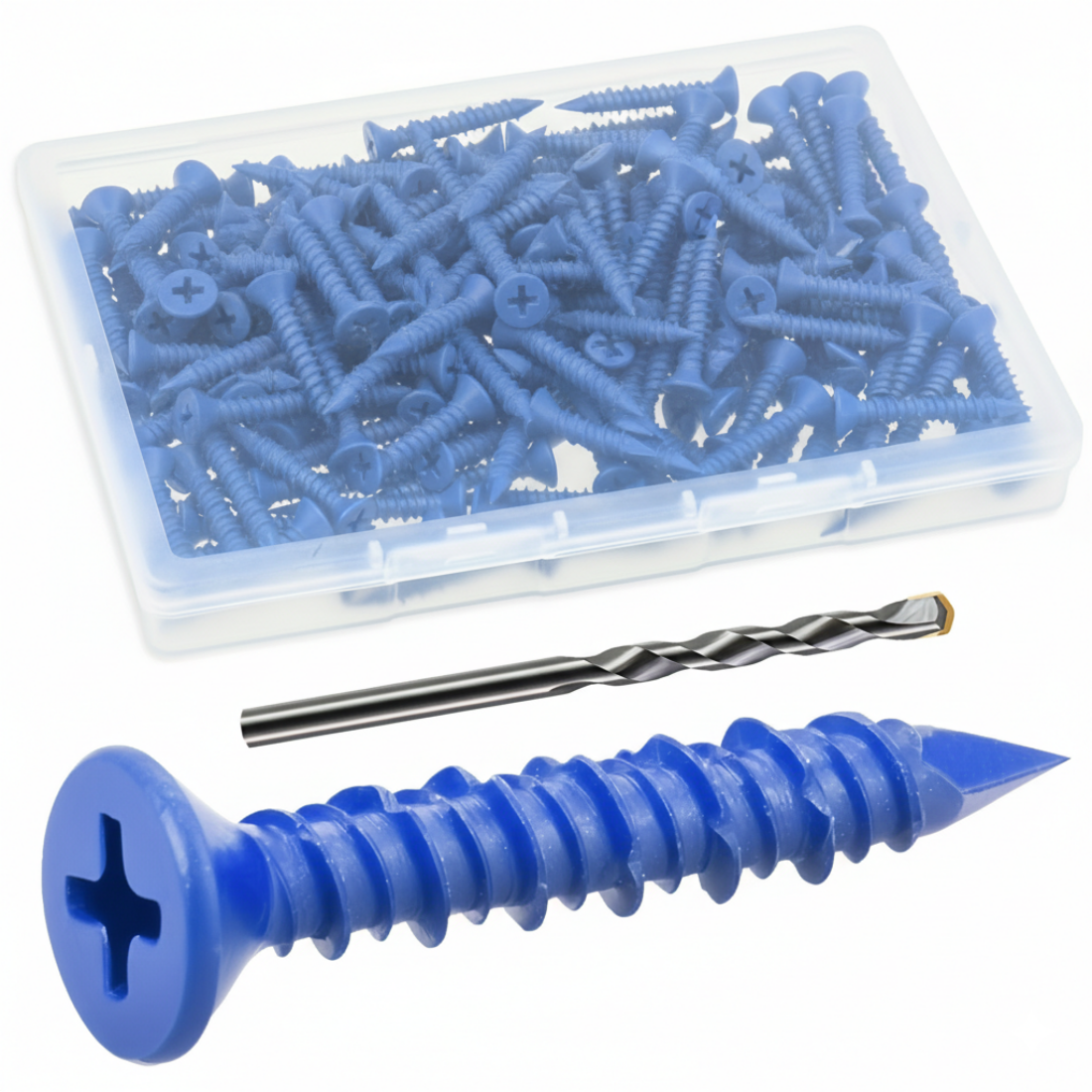 콘크리트 나사 드릴 비트 포함 플랫 헤드 앵커 스크류 80개입 세트, 현재가 13,900원