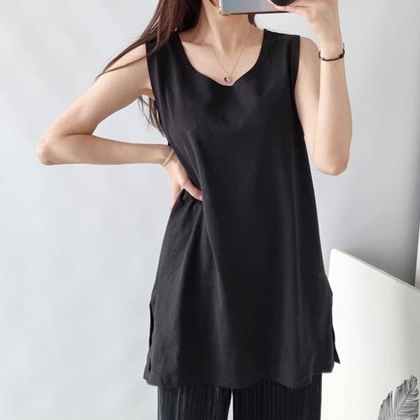 2장묶음 레이어드 트임 롱 나시 빅사이즈 여성용 12,000원