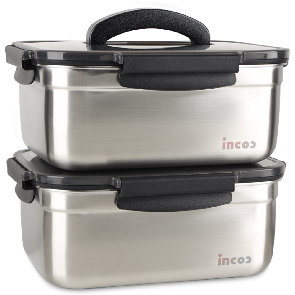 인콕 스텐콕 블랙 스텐밀폐용기 직사각 핸디 3호, 2개, 3.6L 41,300원