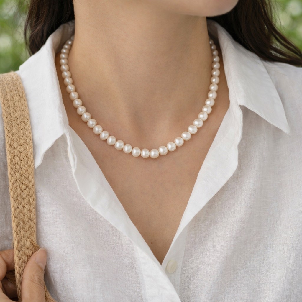 담수 진주 목걸이 6mm 기본 스타일 AA등급 6미리 진주 데일리 목걸이 39cm-50cm 152,000원