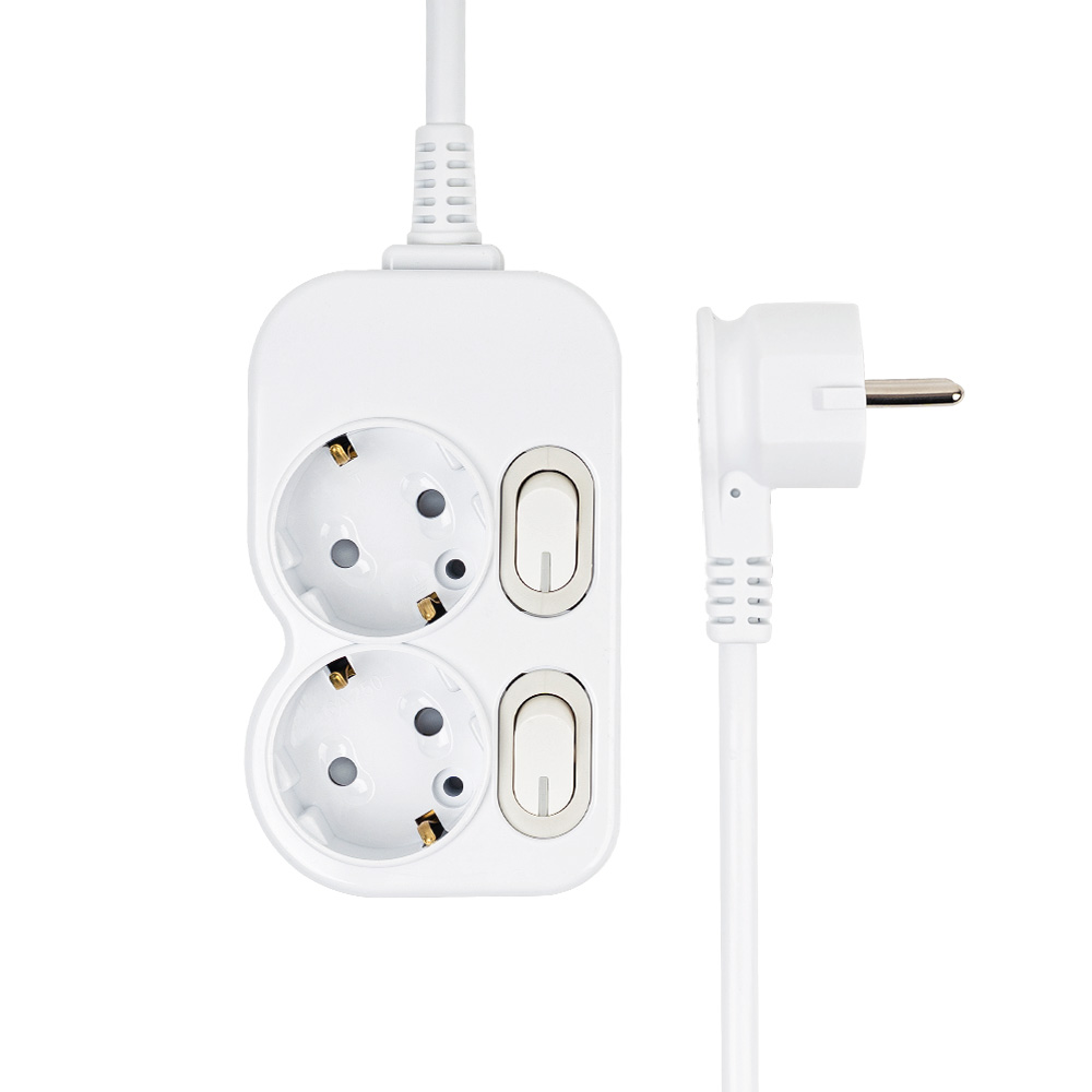 에코파워탭 국내 제조 슬림 개별 스위치 납작 멀티탭 2구 SMC-303P, 화이트, 1개, 1.5m 11,500원