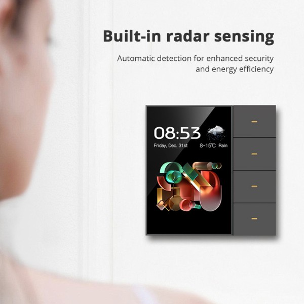 3.5인치 투야 지그비 스마트 패널 스위치 4갱 벽 조명 스위치 (레이더 센서 디밍 스위치 커튼/씬 스위치 포 95,600원