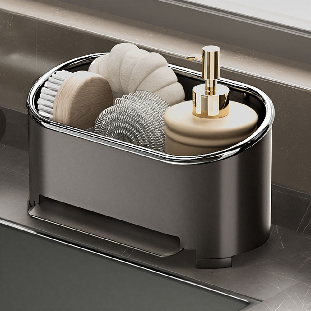 프릭 주방 싱크대 물빠짐 수세미 정리대V형 스텐 세제 선반, 1개, 진회색 라운드 기본 24,800원