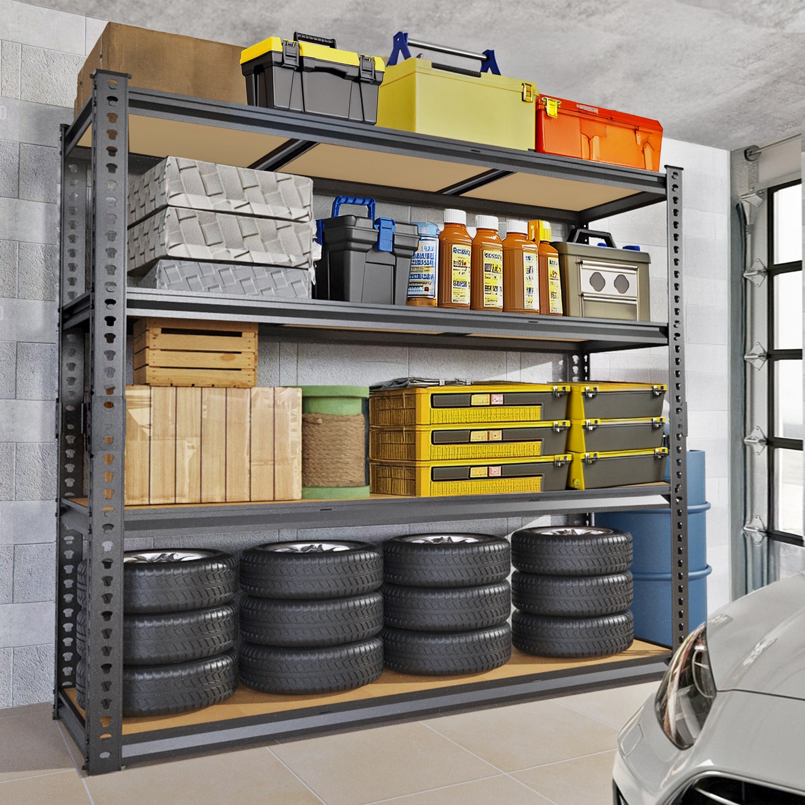 HOMESHOP 튼튼한 간편 조립식 무볼트 철제 앵글 선반 주방 베란다 창고 5 단,1220x450x1840 mm 63,990원