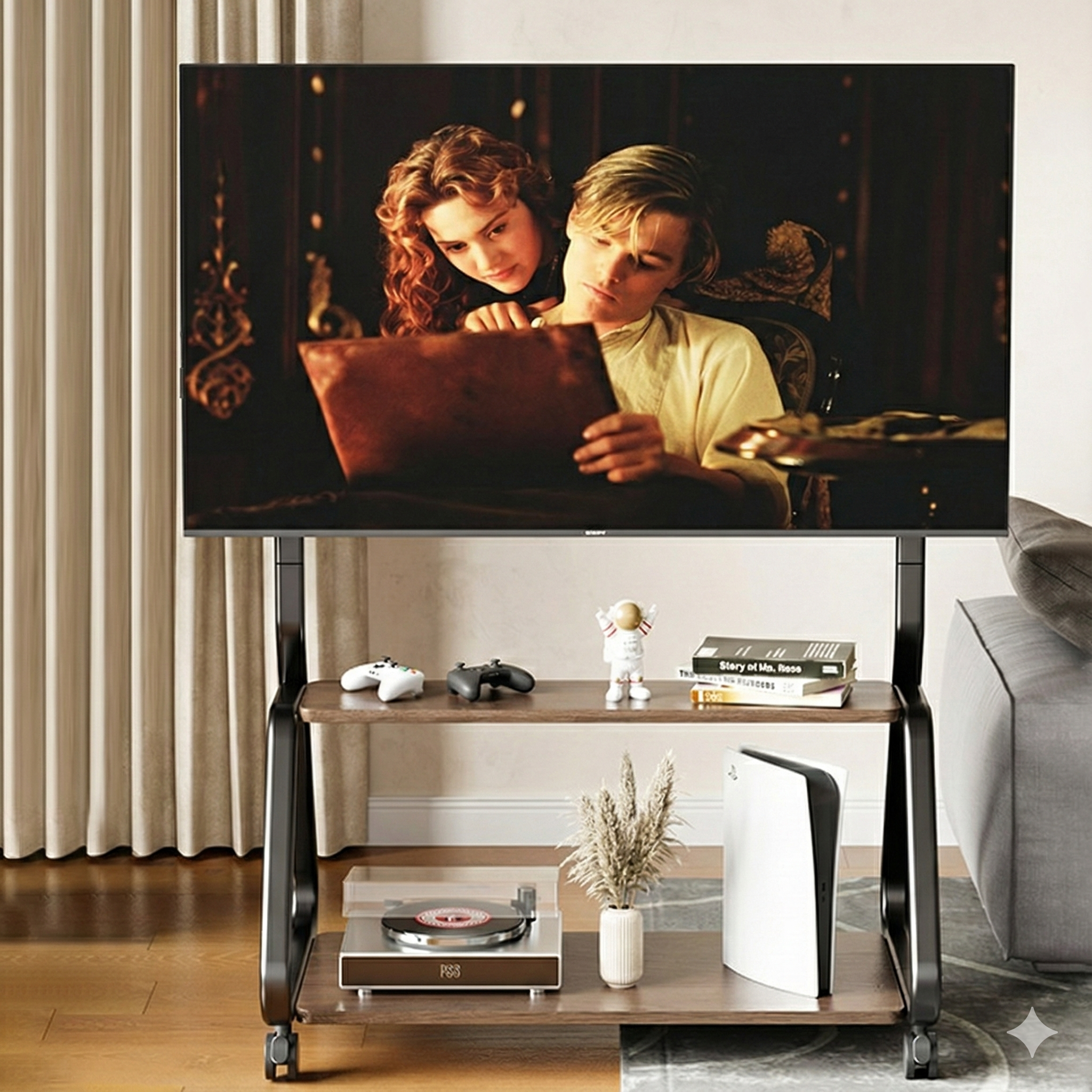 탄소강 대형 티비 모니터 거치대 이동식 바퀴 스탠드 가정용 사무용 회의실, 1개, sk-074 120,000원