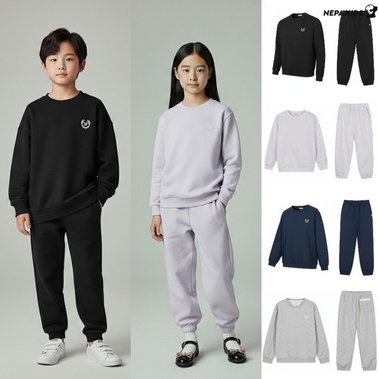 [백화점 출고] 네파키즈 상하복 세트 남아 여아 에센셜 맨투맨 조거 팬츠 트레이닝세트 상하세트 64,700원