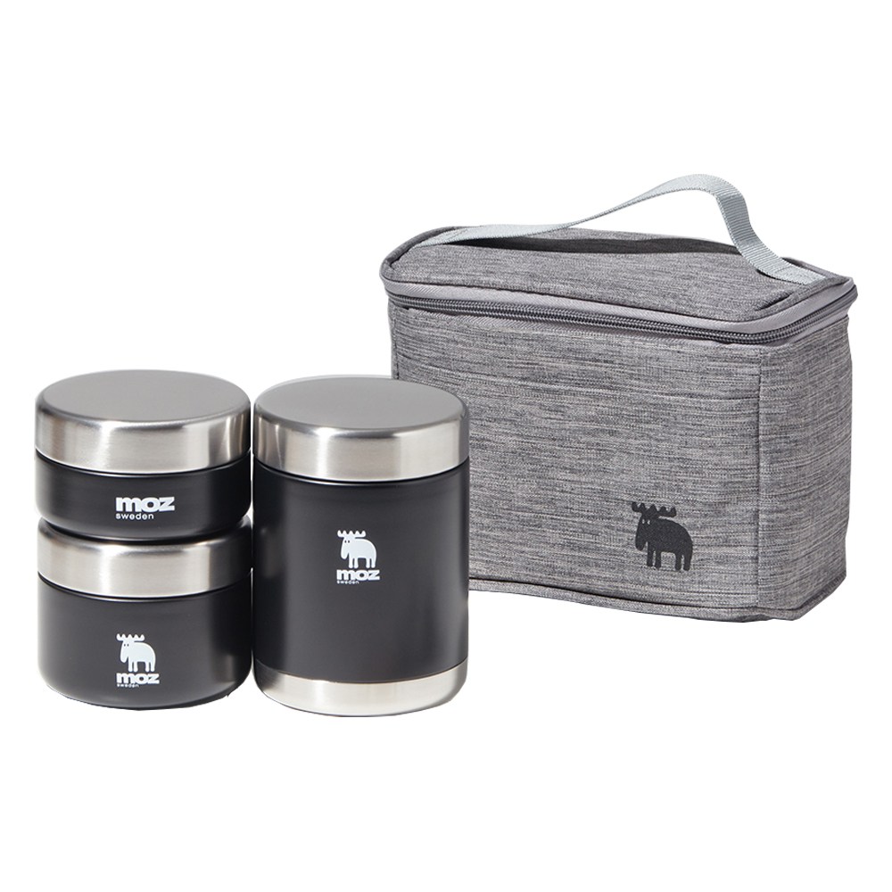 MOZ 스웨덴 포스코 316 올스텐 보온도시락 3종 도시락가방 수저 세트, 노르딕블랙, 1세트 70,000원