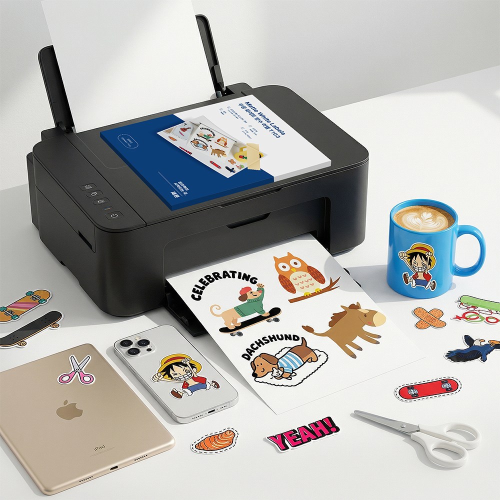 ZERON 잉크젯 레이저 프린터 겸용 무광 화이트 A4방수라벨지 스티커 제작용 라벨스티커 DIY스티커만들기 14,740원