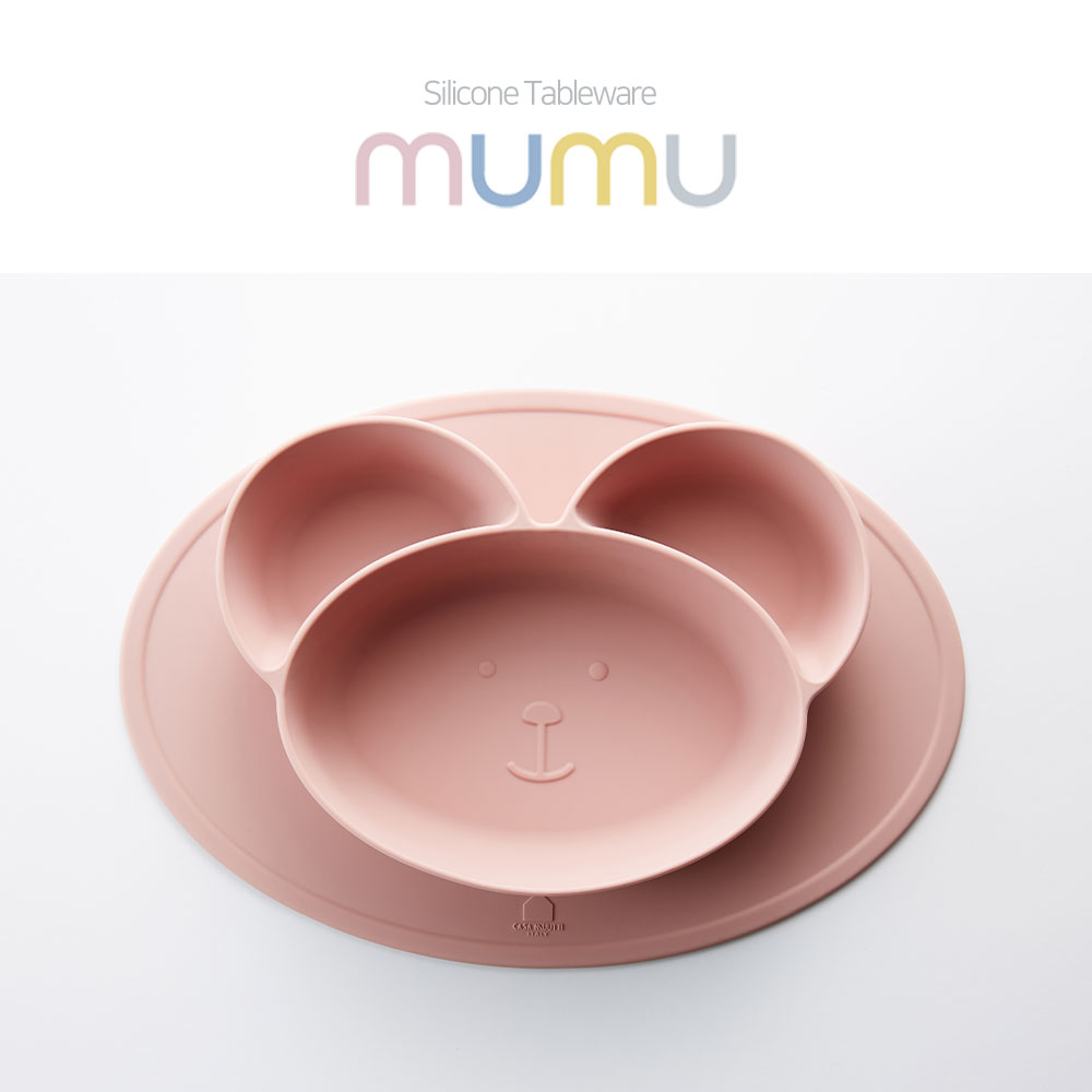 돌아기 흡착식판 자기주도이유식 실리콘 식판 (베어/4color), 인디핑크, 1개 42,200원