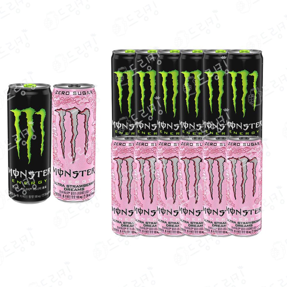 [드링킹] 몬스터 2종 6개씩 (총 12개) 그린+스트로베리 25,000원