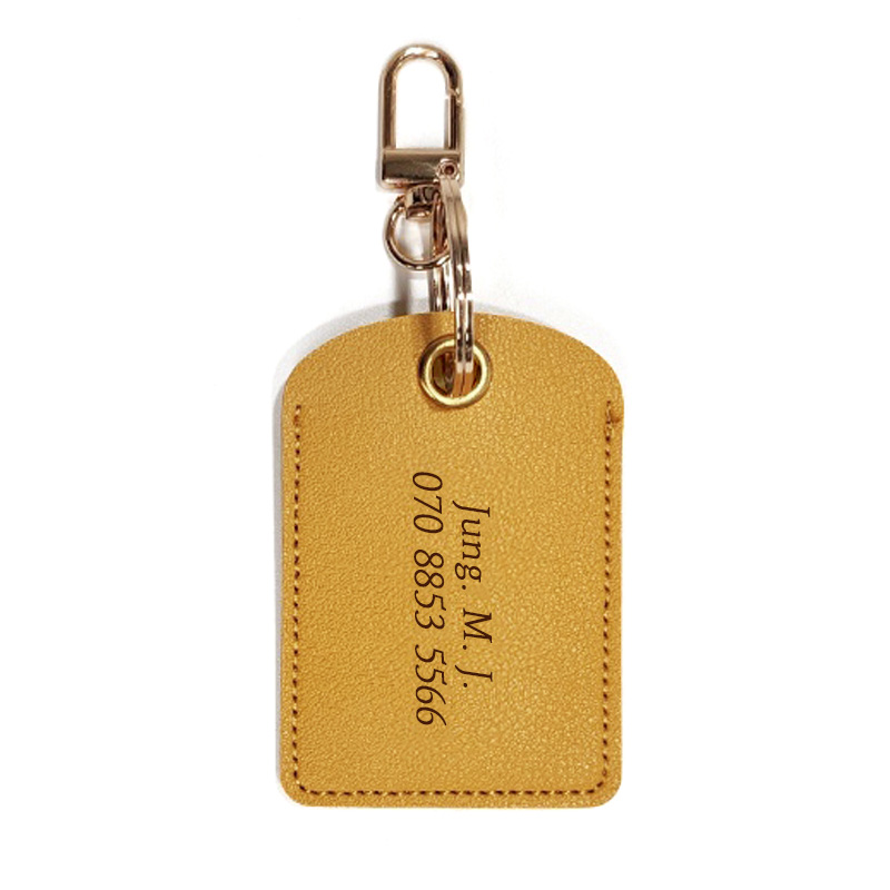 (주문제작) 골프 가죽 네임택 이니셜 각인 커스텀 인쇄 캐리어 가방 보스턴백 이름표, 사각형-머스타드, 1개 7,500원