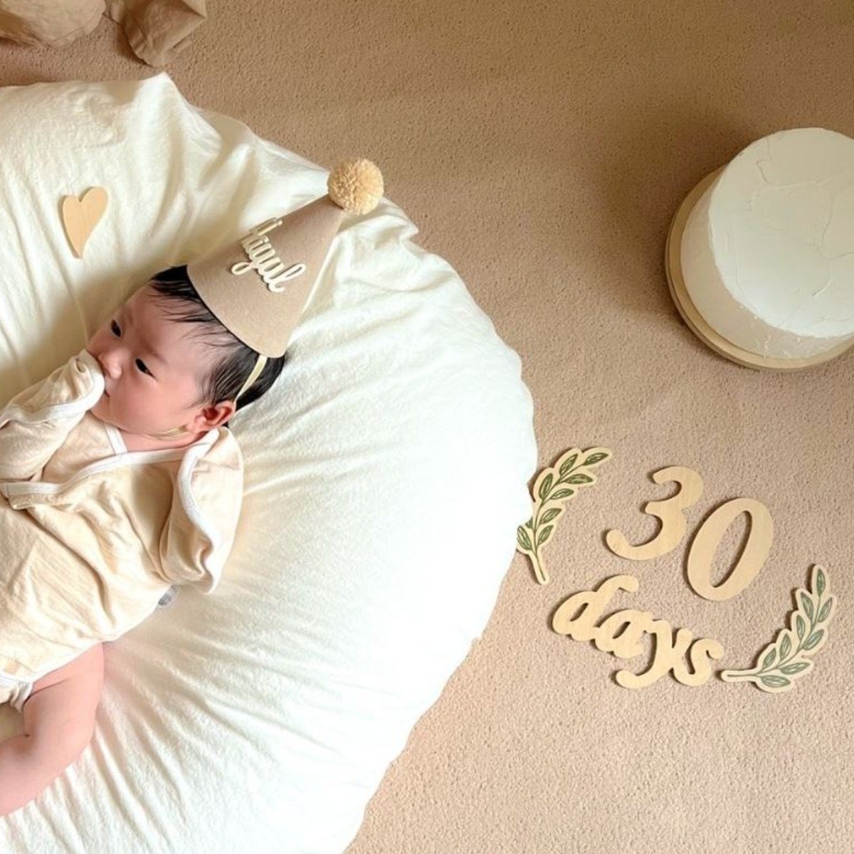 우드토퍼 50일 셀프 촬영 아기촬영 신생 우드 아기성장 카드, 1개, 자작나무토퍼 27,500원