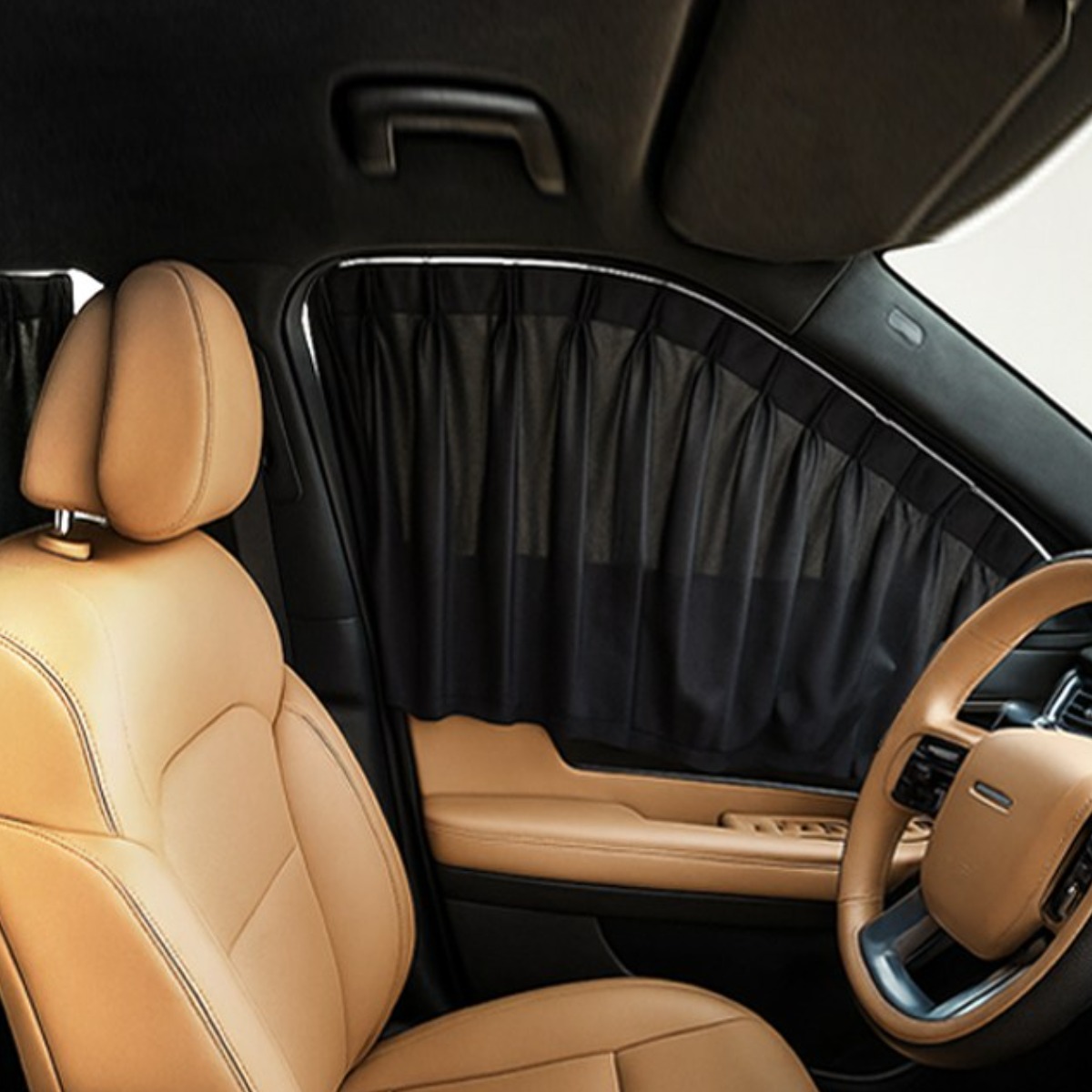 벤비아 차량용 리무진 커튼 풀세트 4p 자동차 레일커튼 햇빛차단 암막 사생활보호 차박 캠핑 햇빛가리개 썬쉐이드 00822, 4개, 블랙 56,800원