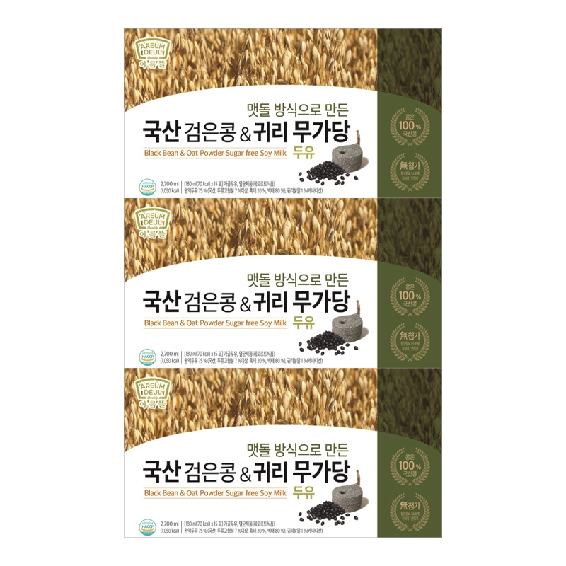 아름뜰 검은콩 귀리 무가당 두유, 45개, 180ml 32,800원