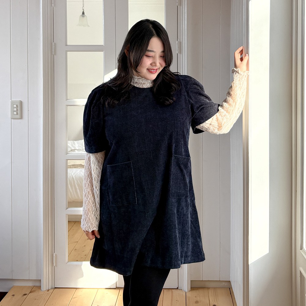 [44-100] 소프트 기모 터치 레이스 반폴라 티셔츠 여성 빅사이즈 여자 플러스사이즈 어거스트플랜 34,900원