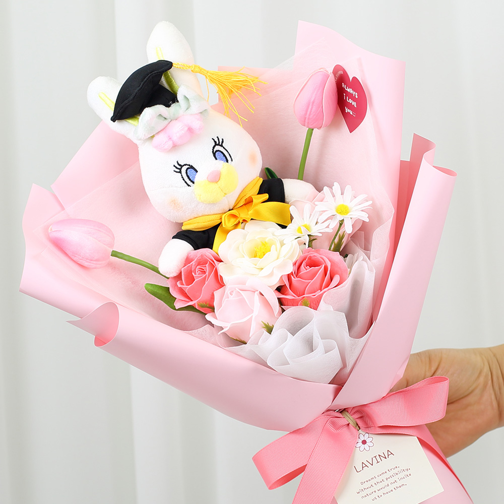 학사모 비누꽃 인형꽃다발, 리코, 1개 23,900원