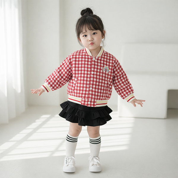 몽실이 레드체크 베이스볼 점퍼 가을 봄 간절기 아우터 아동 여아용 외출복 35,900원