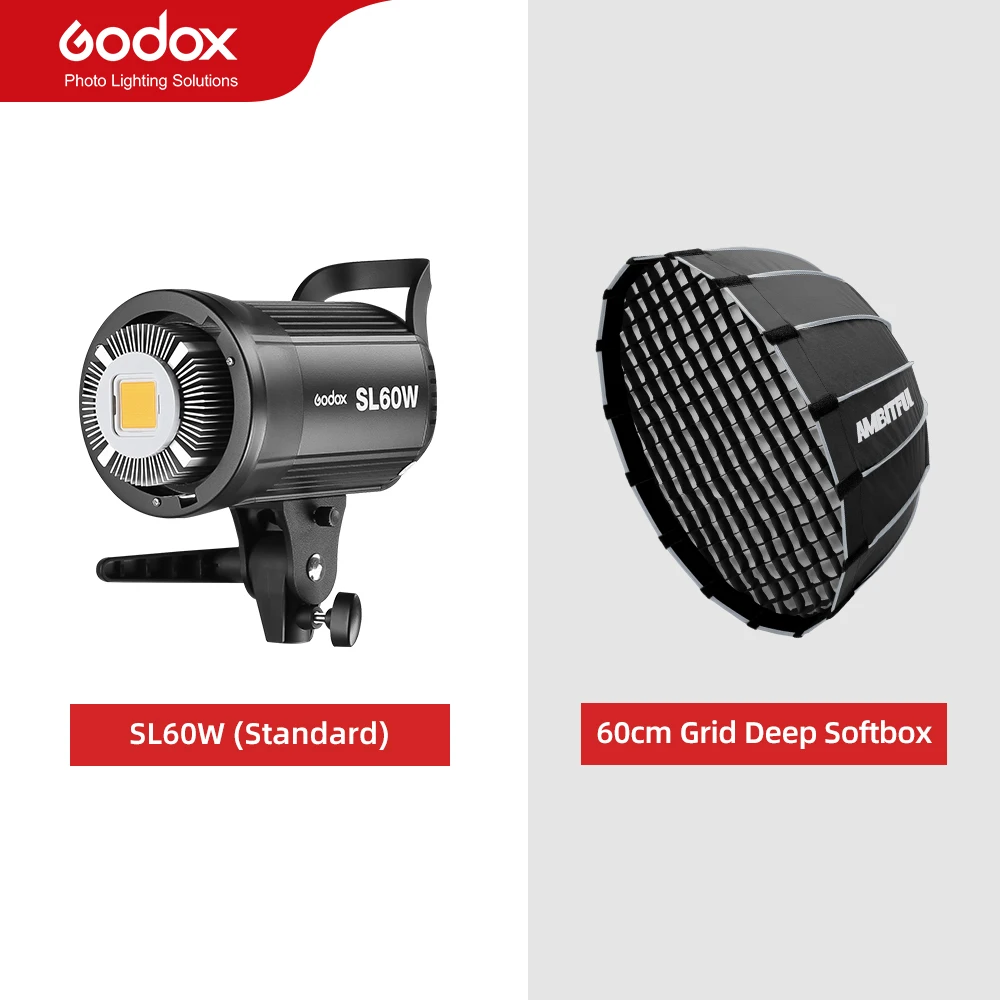 차량거치대Godox LED 비디오 라이트 SL-60W 5600K 연속 조명, 60cm 벌집 그리드 소프트박스, 2.8m 스탠드 296,200원