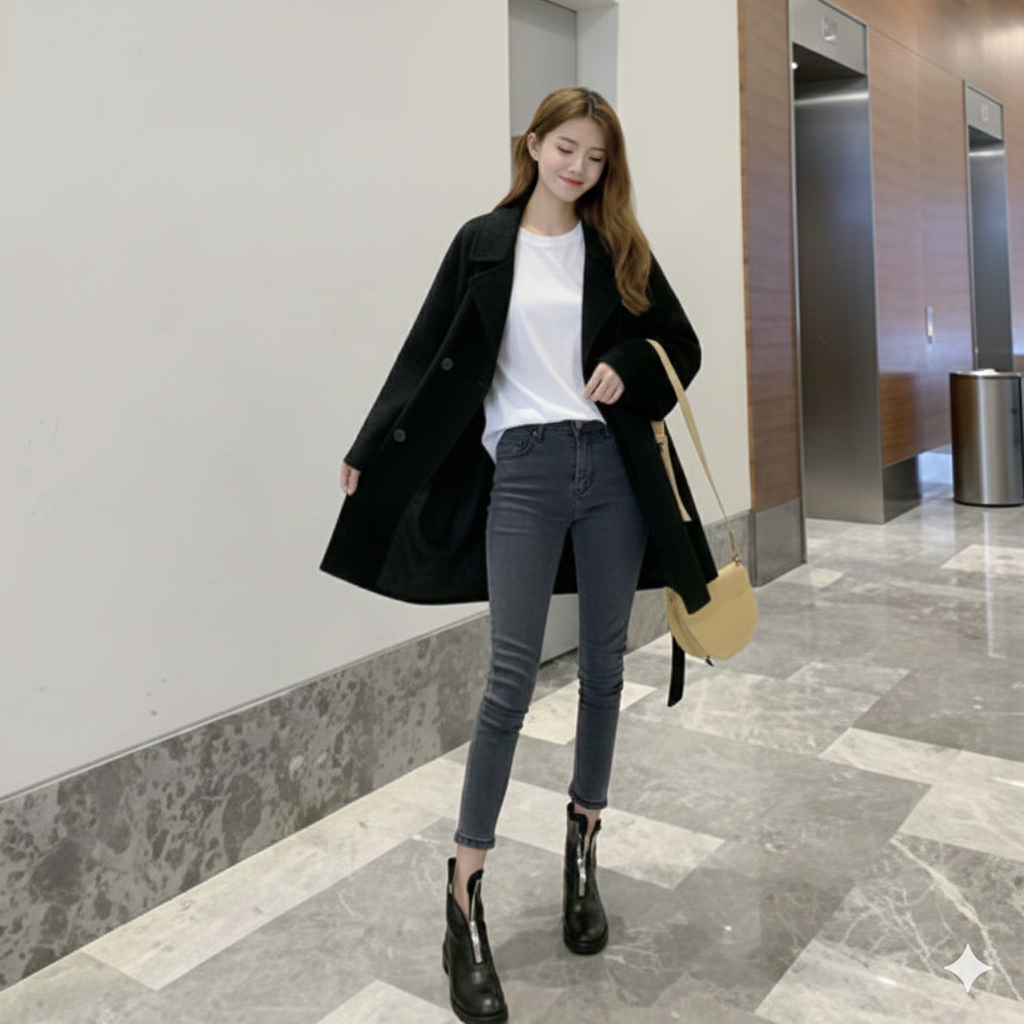 마마앙 모직 코트 여성 겨울 반코트 44~88 29,900원