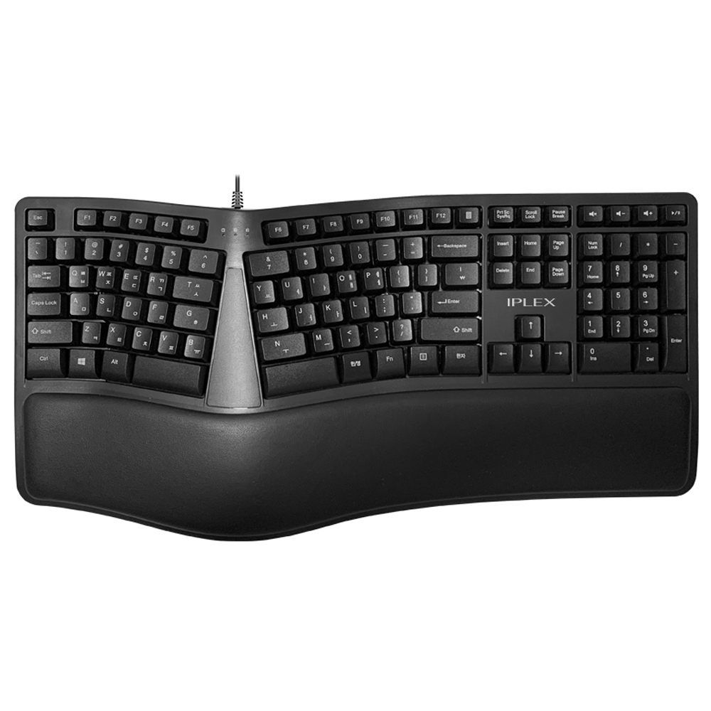 IPLEX 에르고노믹 분리형 멤브레인 손목보호 유선 인체공학 키보드, 블랙, ERK-2000 49,000원