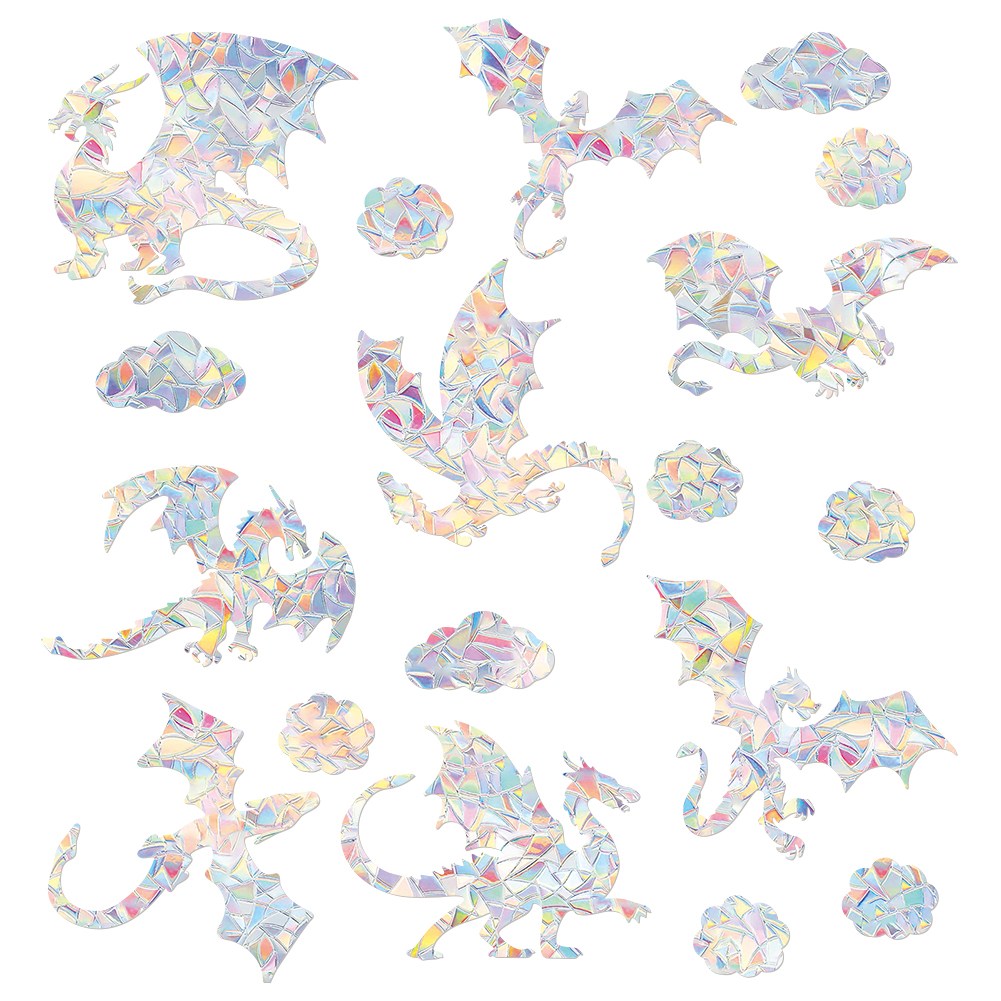 레이저 크로마 무지개 프리즘 창문 필름 드래곤 정전기 스티커 빛 반사 인테리어 스테인드 글라스 330x830mm, 용 8,140원