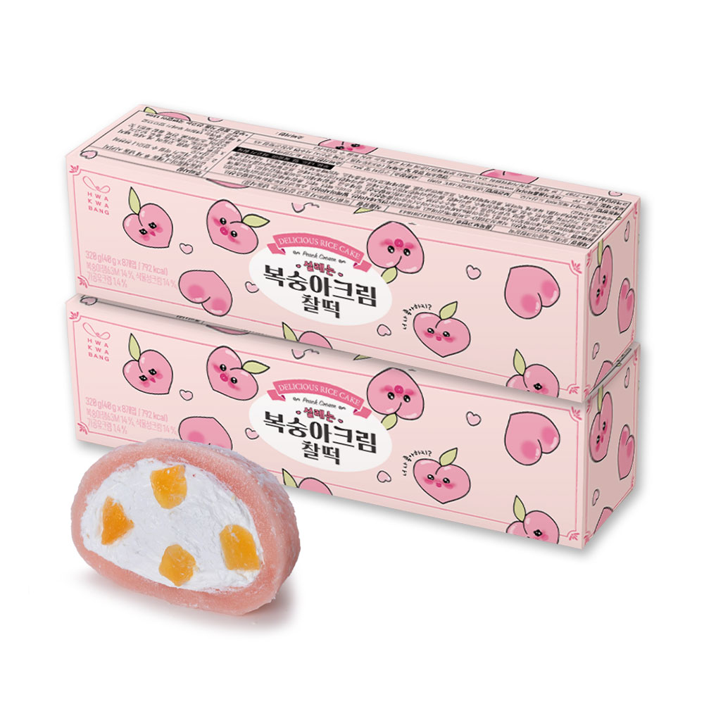 [화과방] 설레는 복숭아크림찰떡 (40gx8개입) / 피치 생크림 개별포장, 2세트, 320g 16,800원