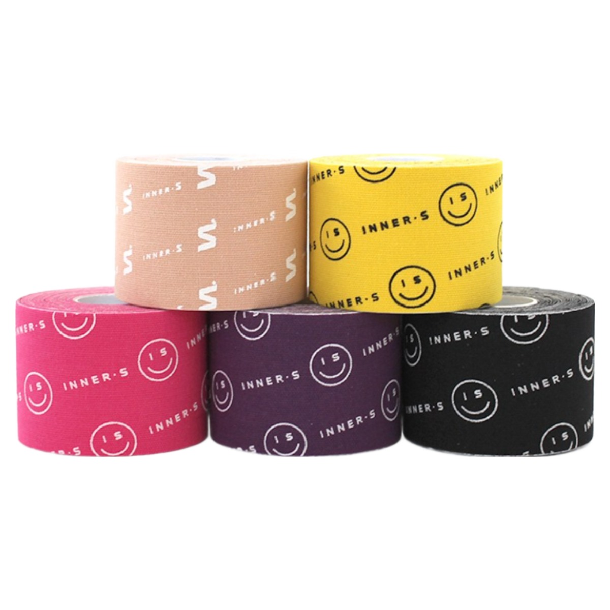이너에스 스마일 스포츠테이프 이지컷(5cm x 5M) 키네시올로지 스포츠테이핑 프리컷 근육테이프, 이지컷_블랙_스마일패턴 7,900원