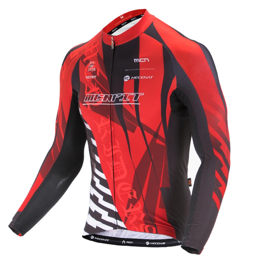 MCN 레드 스퀘어 긴팔 져지 자전거 의류 상의 레이싱핏 기능성 사이클상의 로드상의 유니폼 라이딩 130,000원