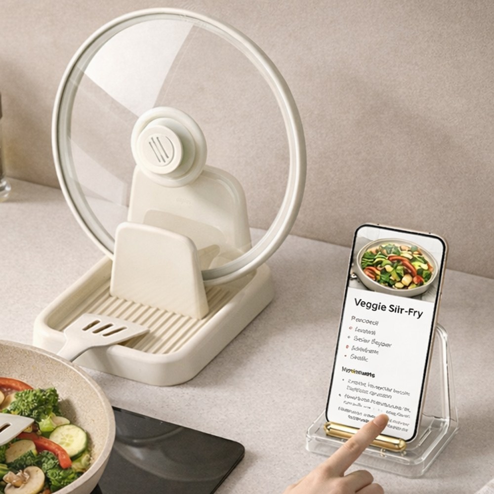 앙플러스 프리미엄  3in1 냄비뚜껑 거치대 조리도구 받침대 정리함 정리대 6,900원