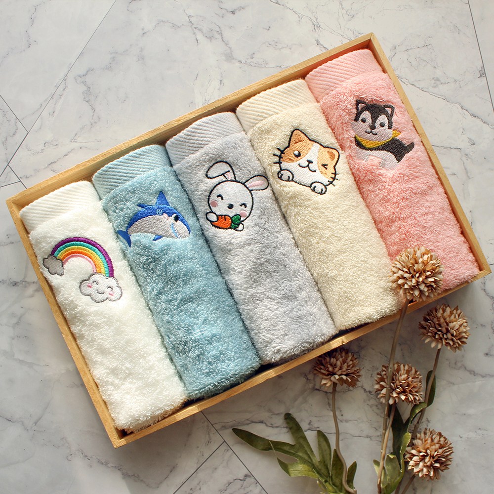 어메니티타올 캐릭터 자수 무형광 고리수건 40수 코마사 70g 세트, 러블리(이름자수X), 5개 19,900원