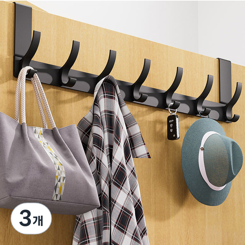 마벨인홈 무타공 도어 행거 46.5x11CM 7혹, 블랙, 3개 36,300원