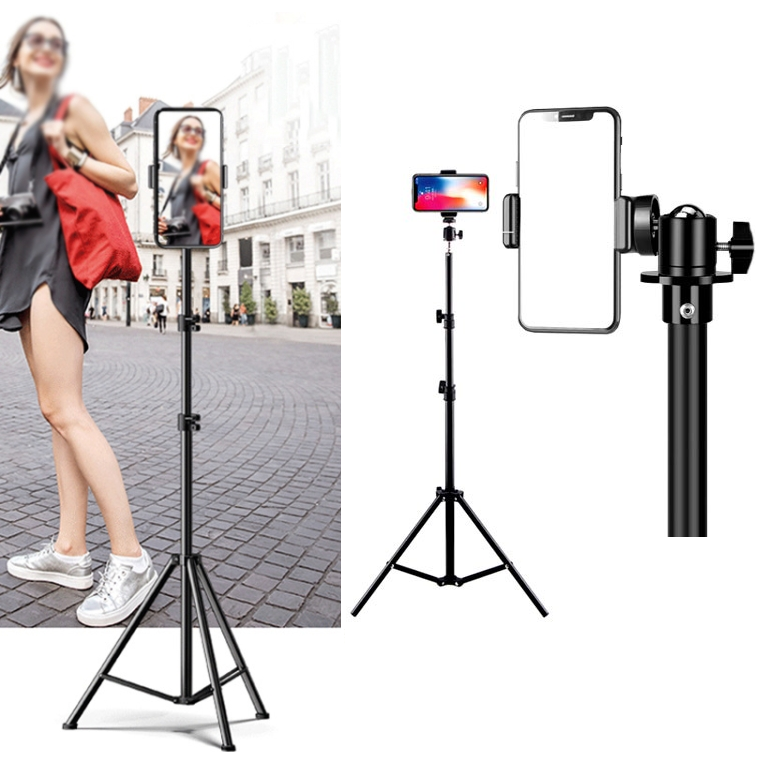 스마트폰 카메라 삼각대 2m 휴대용 여행 셀카 유튜브 촬영장비 핸드폰 아이폰 갤럭시 휴대폰 여행용 삼각대 거치대 200cm, 1개 9,900원