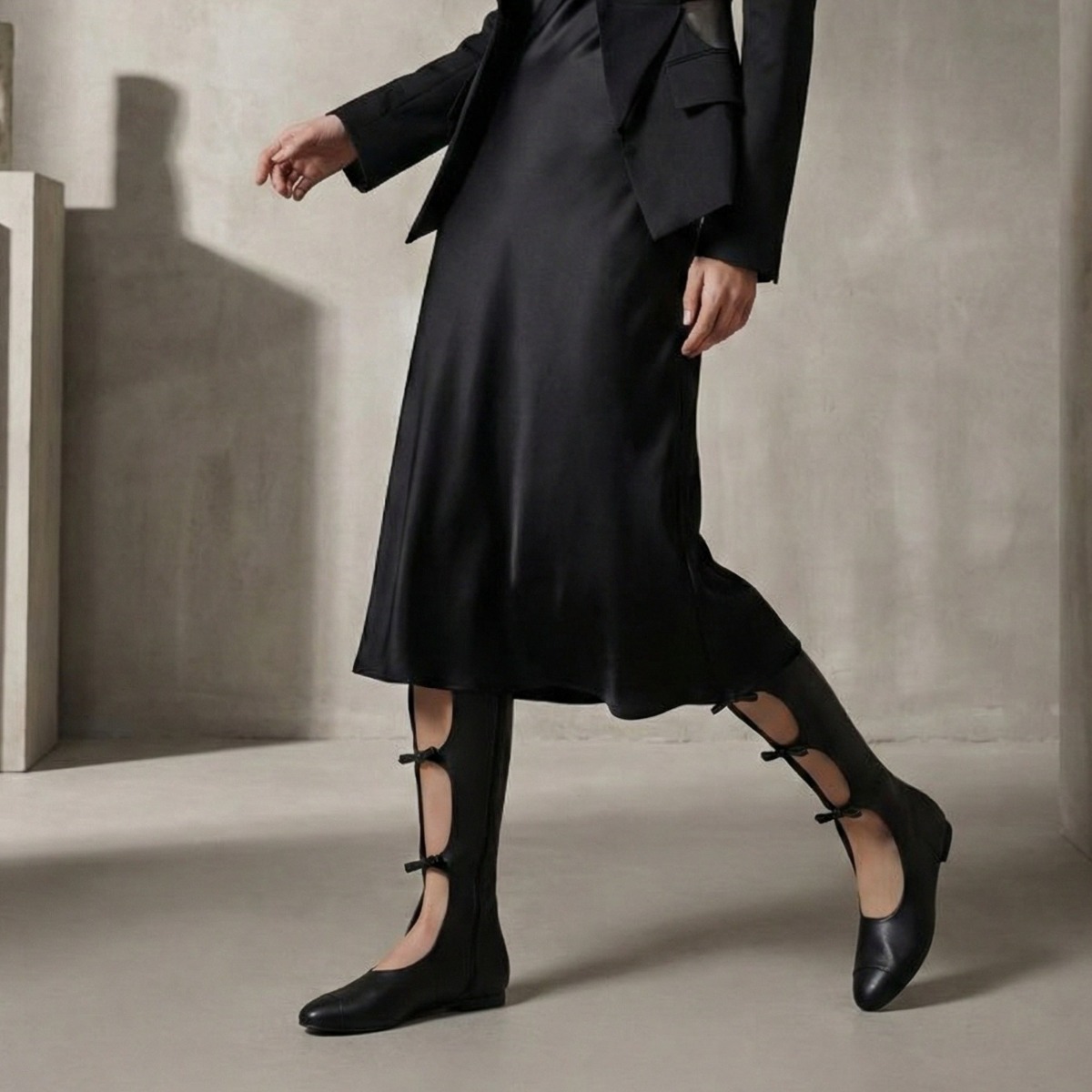 조은킹 이에이에 B35 소가죽 리본 여성 롱부츠 플랫 미들힐 발레코어 스타일 42,240원