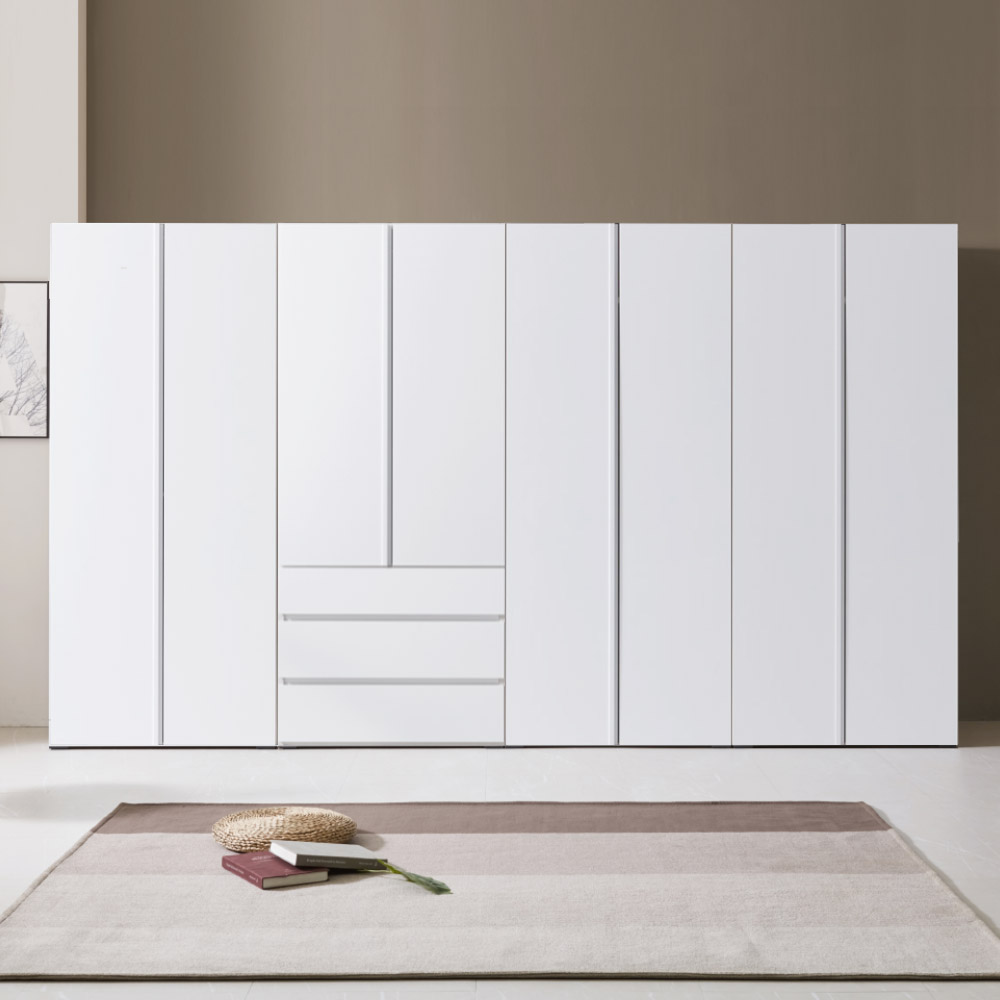 솜씨방 E0 로즈모던 3200 장롱세트 (옷장+서랍옷장+윗선반옷장+이불장), 화이트 383,630원