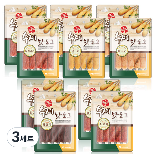 펫스토리 강아지 수제핫도그 간식 5종 콤보팩 100g x 10p, 혼합맛(소고기/ 닭고기/양고기/연어/오리), 3세트 93,600원