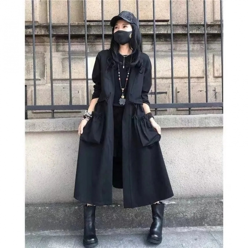 해피유통 여성 가을겨울 순면 버튼없는 롱코트 심플 디자인 허리조임 대주머니 16,490원