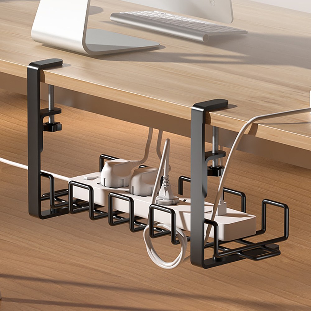 아야 무타공 튼튼한 철제 멀티탭 책상 밑 거치대 히든 선반, 블랙 (3개), 1개 39,900원