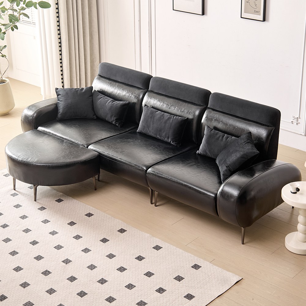 레스 가죽 갤럭시 패브릭 등받이 스윙 3인용 4인용 소파 스툴 추가 가능, 4인+스툴 추가 563,000원