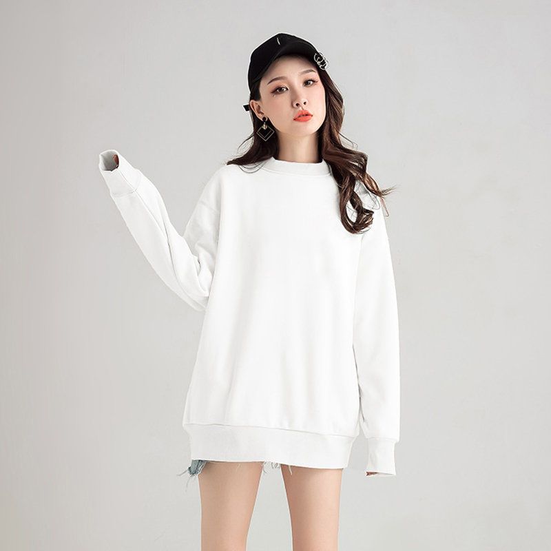 LUMORA 여자 봄 가을 빅사이즈 오버핏 베이직 라운드넥 맨투맨 XZ5076 15,500원