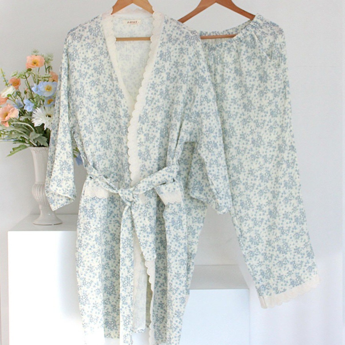 [서울양품점] 엔젤 이중지 로브가운 상하세트 _ 샤워가운 홈웨어 49,800원