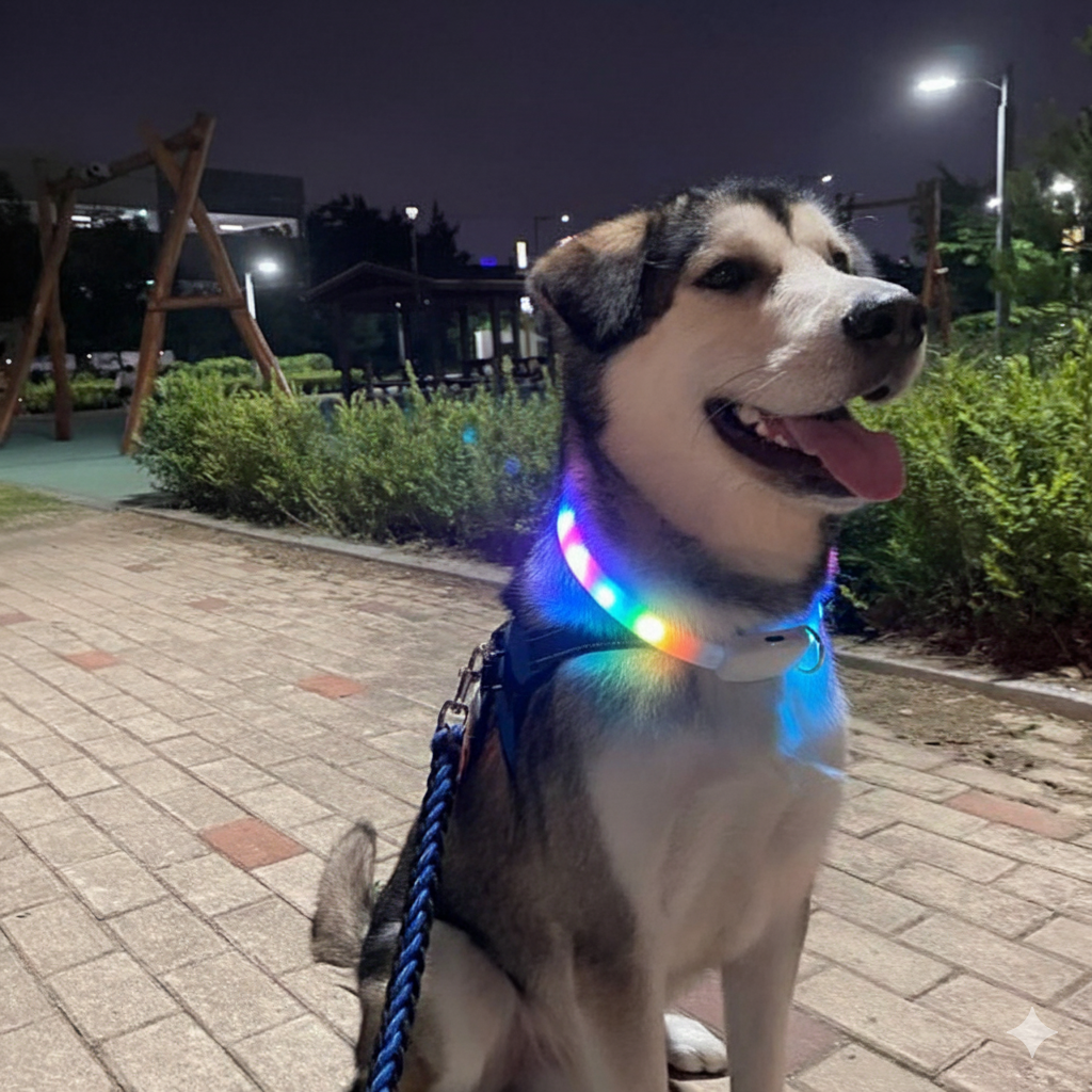 더바른 강아지 애견 목줄 야광 무지개 LED 산책용품 산책, 1개, 레인보우 16,900원