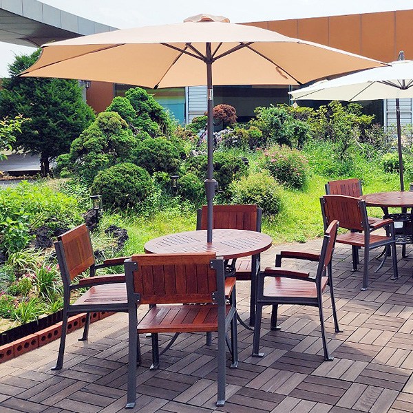 천연원목 하드우드 목재 원형테이블세트/4인세트 원형테이블/야외테이블, 월넛+블랙 1,850,000원