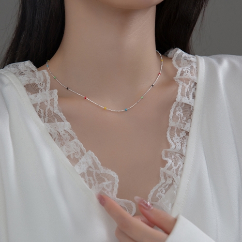 에르모사제이 N061 실버 925 레인보우 비즈 은볼 체인 은 목걸이 32,900원